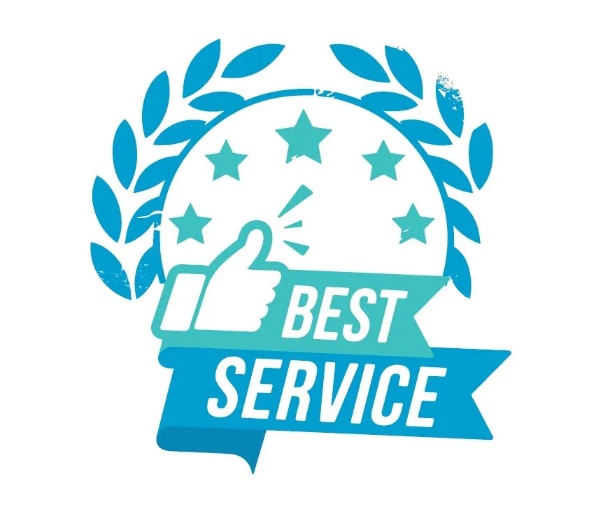 Auszeichnung für besten Service mit Daumen hoch