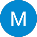 Blauer Kreis mit dem Buchstaben M.
